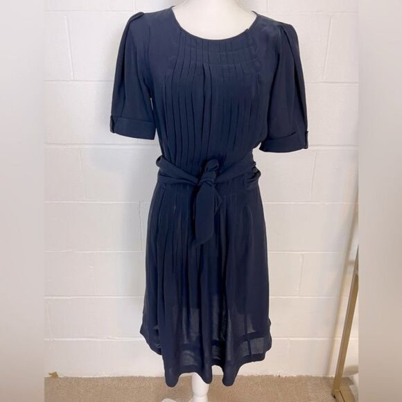 BALENCIAGA SILK Blue Dress With Pleating Size EU 38 - Picture 6 of 15